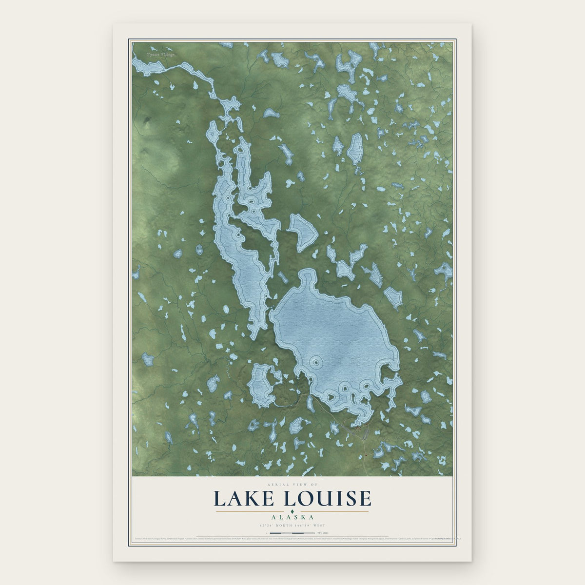 Lake Louise, Alaska map print, the full design
