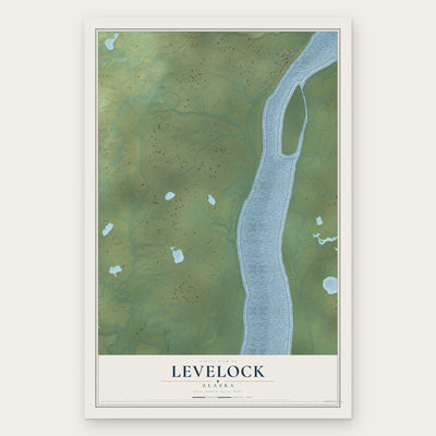 Levelock, Alaska map print, the full design
