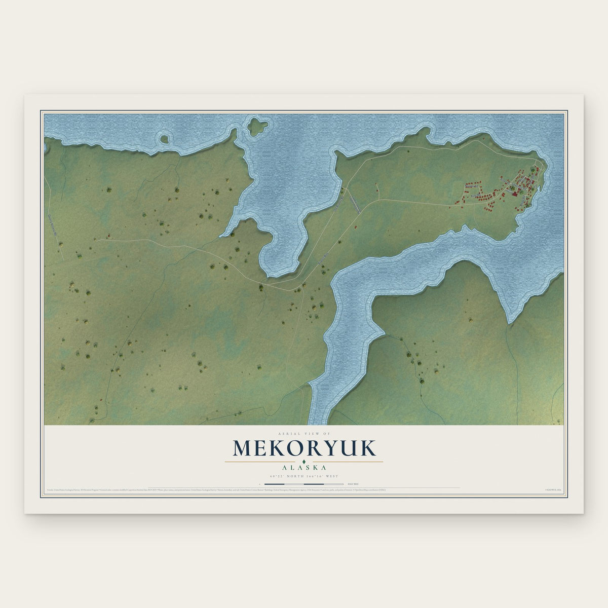 Mekoryuk, Alaska map print, the full design