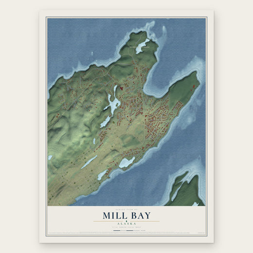 Mill Bay, Alaska map print, the full design