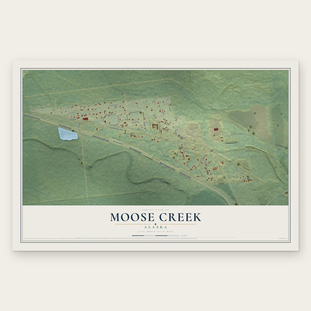 Moose Creek, Alaska map print, the full design
