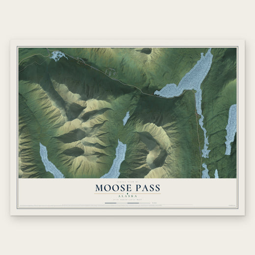 Moose Pass, Alaska map print, the full design