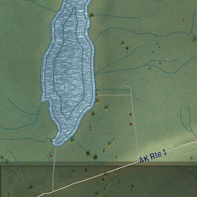 Close-up of the map of Nelchina, Alaska print showing street and building detail