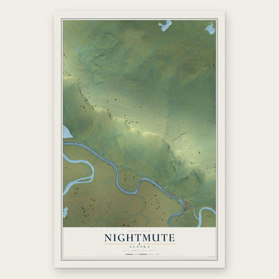 Nightmute, Alaska map print, the full design