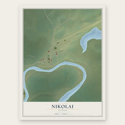 Nikolai, Alaska map print, the full design