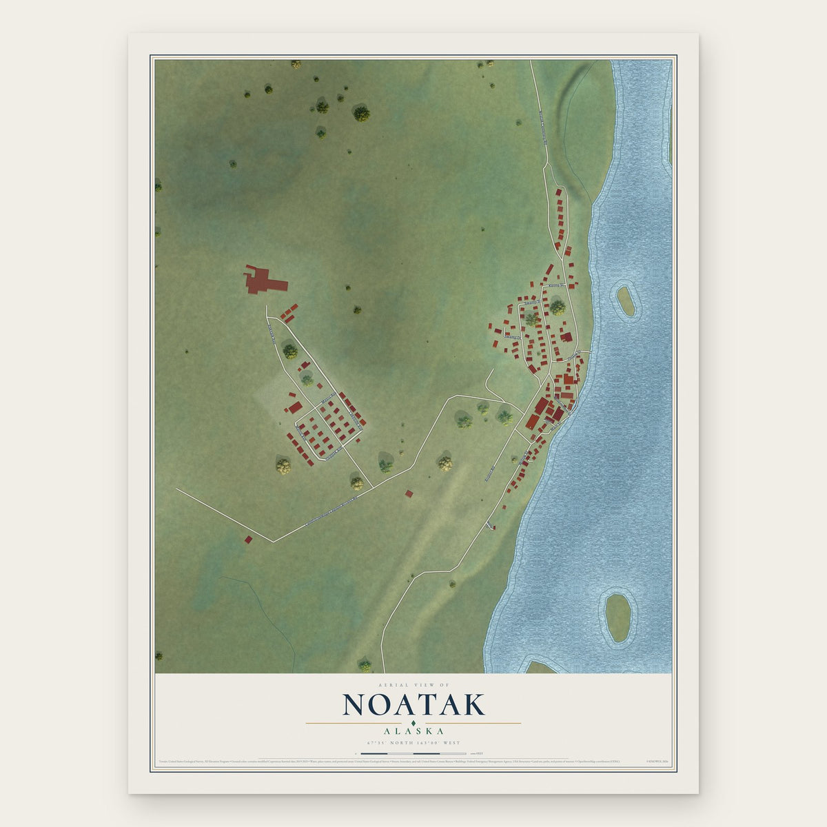 Noatak, Alaska map print, the full design