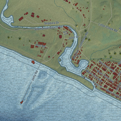 Close-up of the map of Nome, Alaska print showing street and building detail