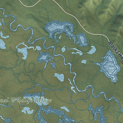 Close-up of the map of Northway, Alaska print showing street and building detail