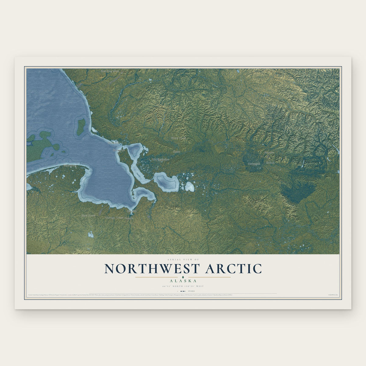 Northwest Arctic, Alaska map print, the full design