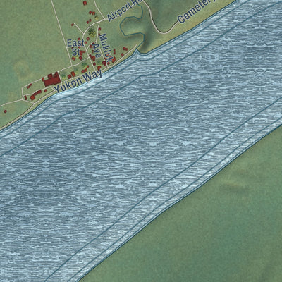 Close-up of the map of Nulato, Alaska print showing street and building detail