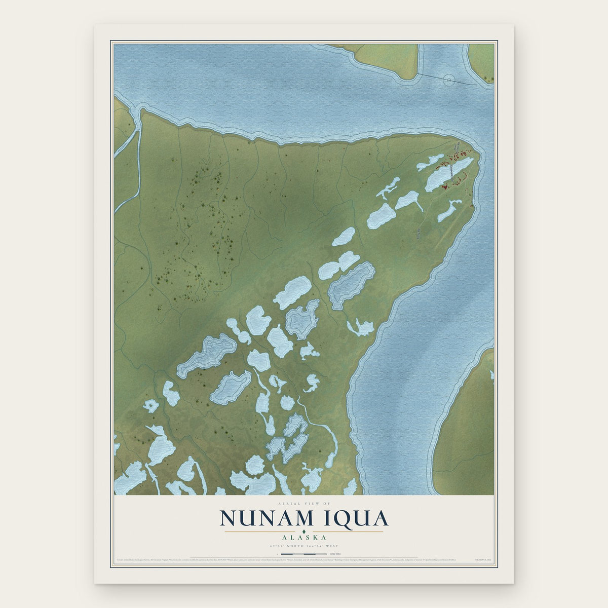 Nunam Iqua, Alaska map print, the full design