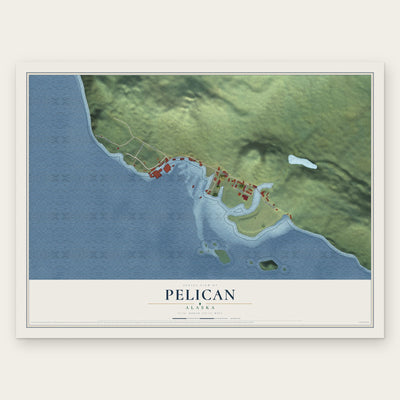 Pelican, Alaska map print, the full design