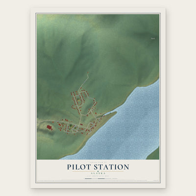 Pilot Station, Alaska map print, the full design