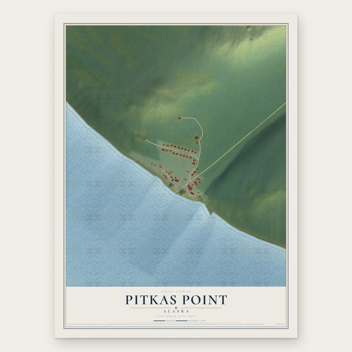 Pitkas Point, Alaska map print, the full design