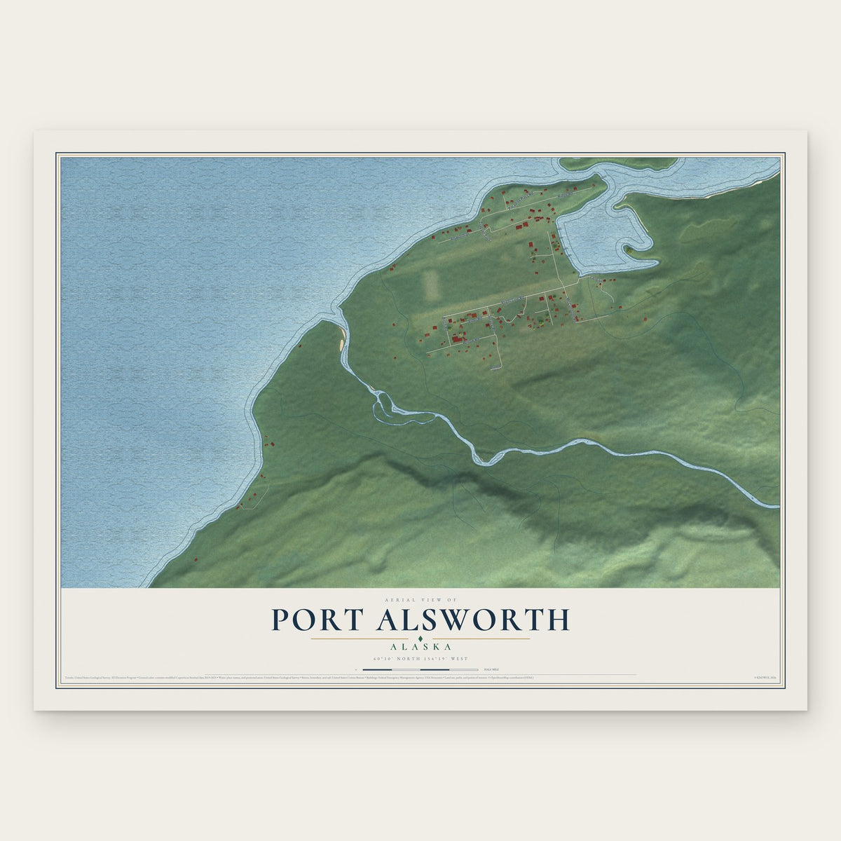 Port Alsworth, Alaska map print, the full design