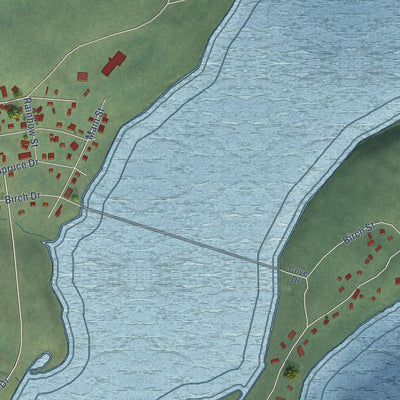 Close-up of the map of Port Lions, Alaska print showing street and building detail