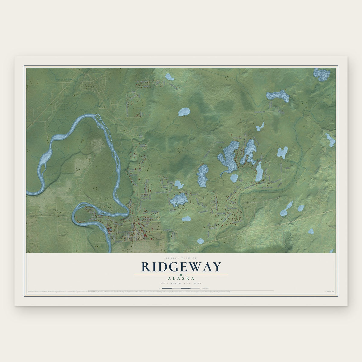 Ridgeway, Alaska map print, the full design