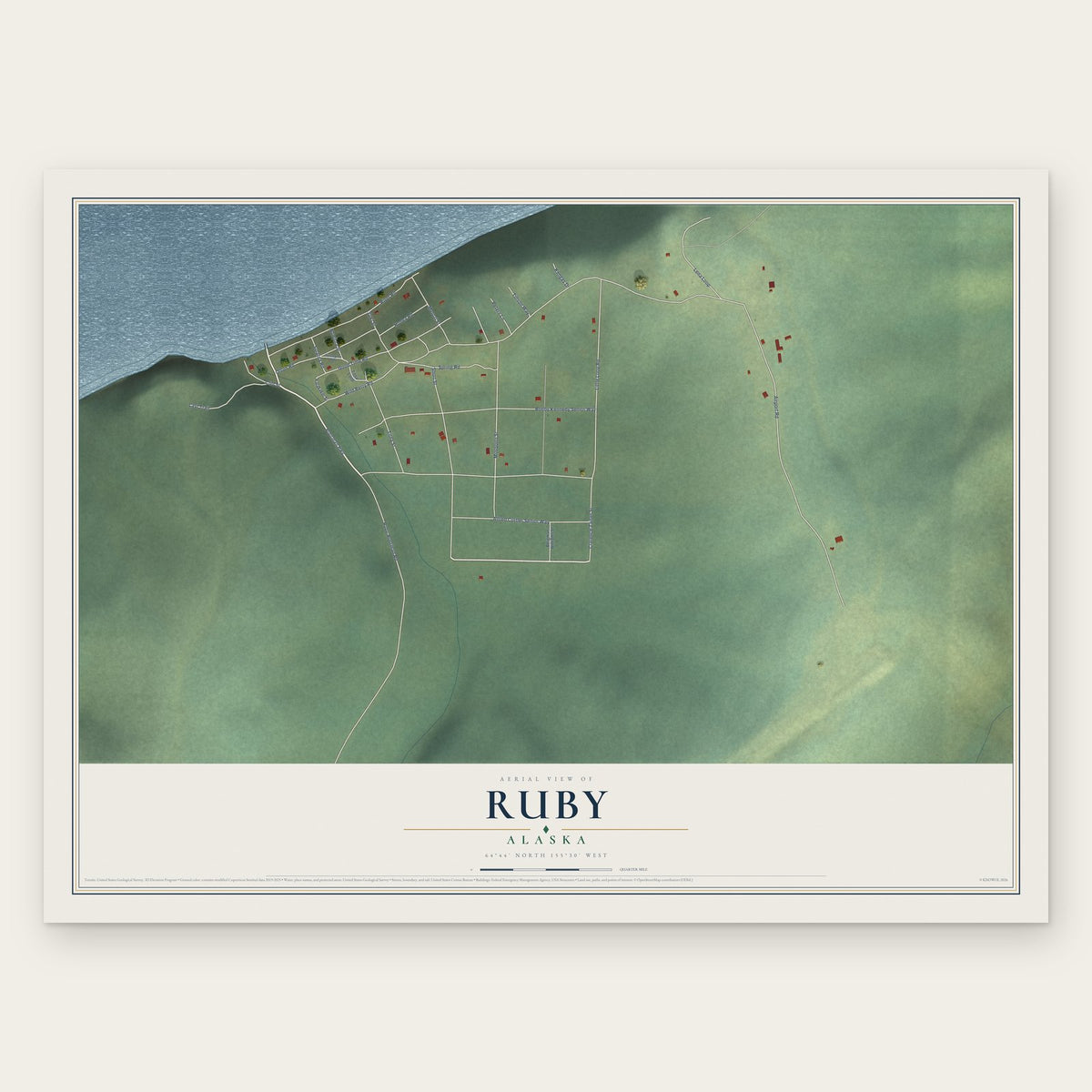 Ruby, Alaska map print, the full design