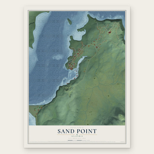 Sand Point, Alaska map print, the full design