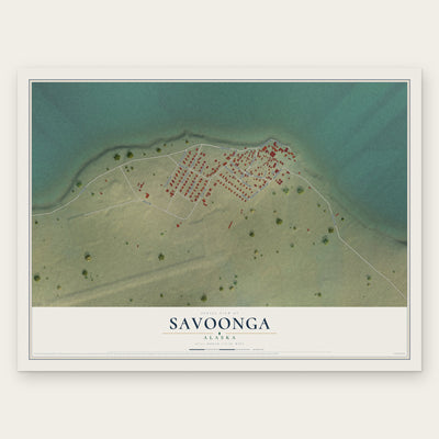 Savoonga, Alaska map print, the full design