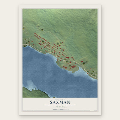 Saxman, Alaska map print, the full design