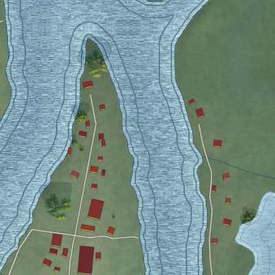 Close-up of the map of Selawik, Alaska print showing street and building detail