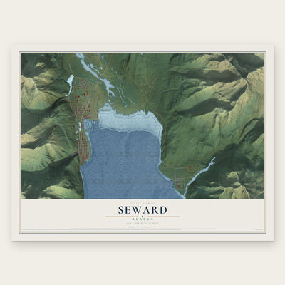 Seward, Alaska map print, the full design