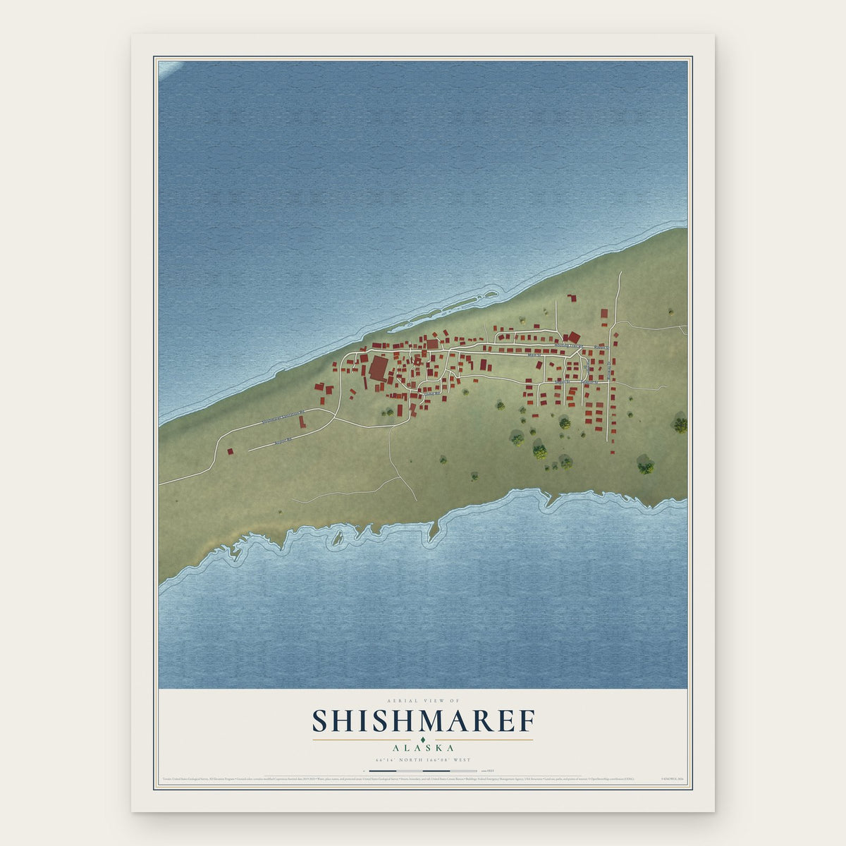 Shishmaref, Alaska map print, the full design