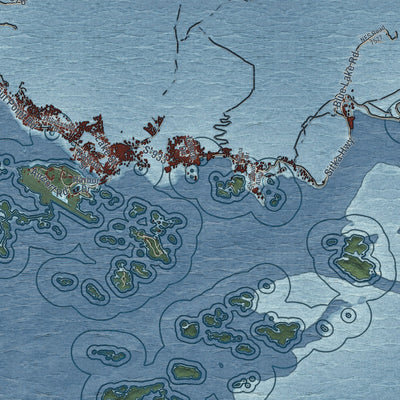 Close-up of the map of Sitka, Alaska print showing street and building detail