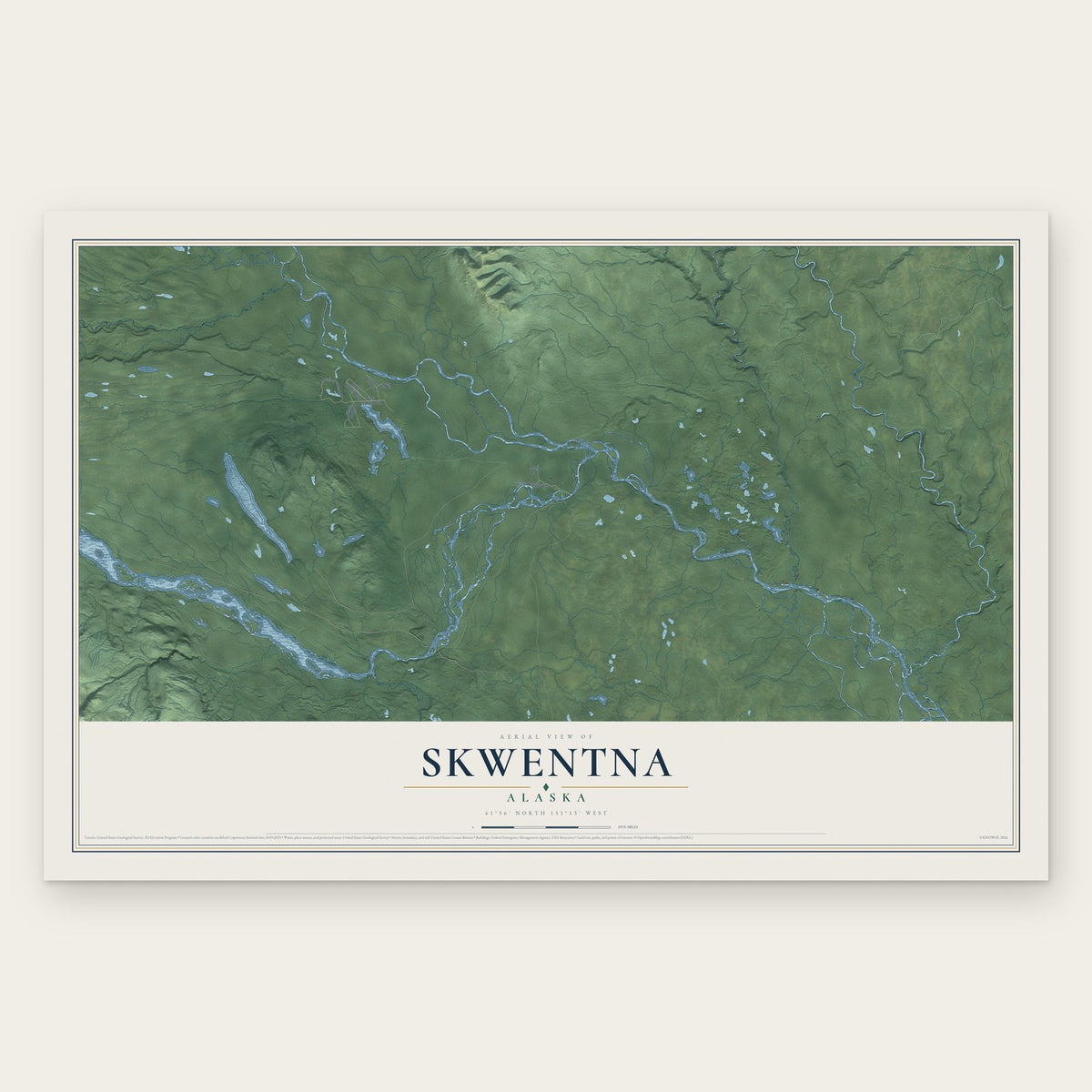 Skwentna, Alaska map print, the full design