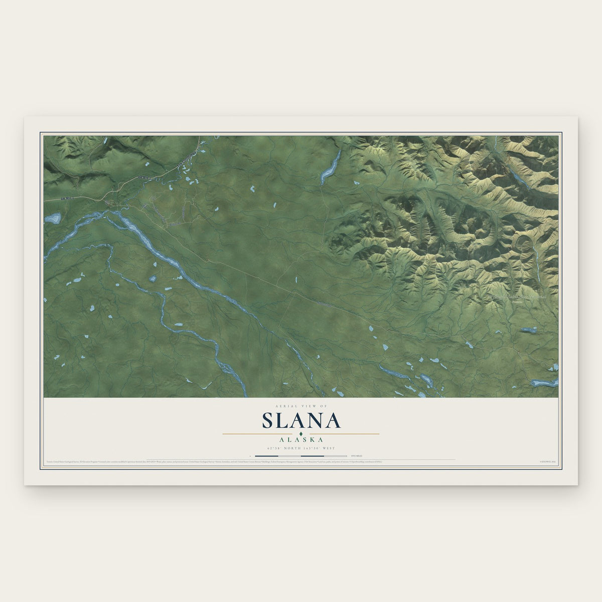Slana, Alaska map print, the full design