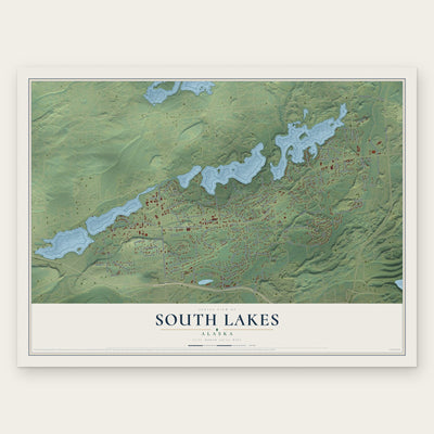 South Lakes, Alaska map print, the full design