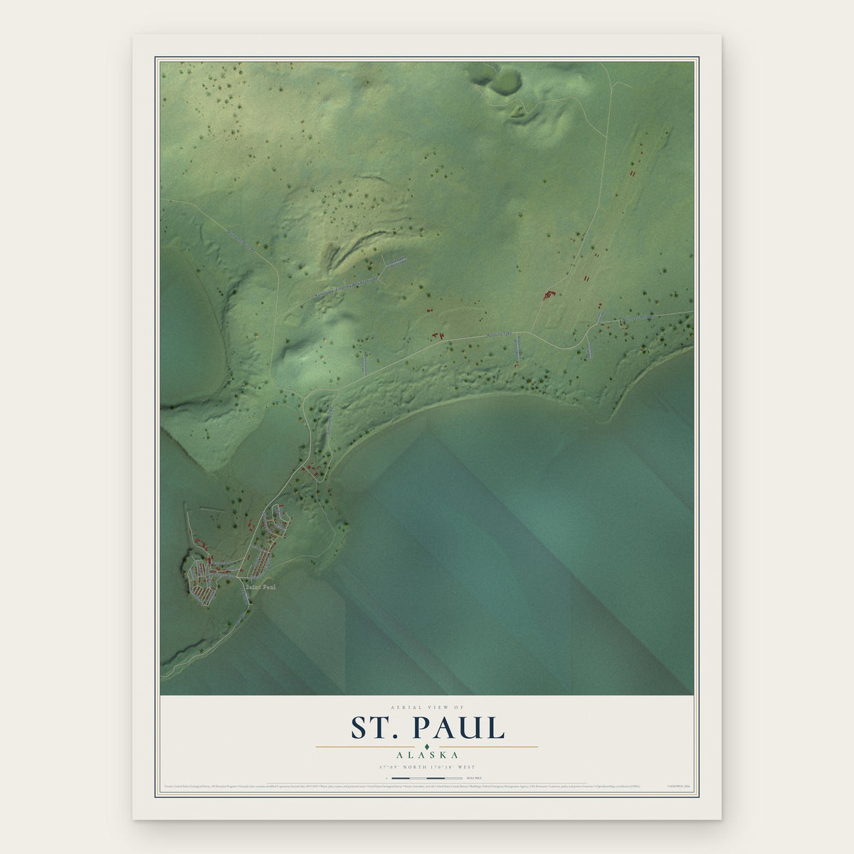 St. Paul, Alaska map print, the full design