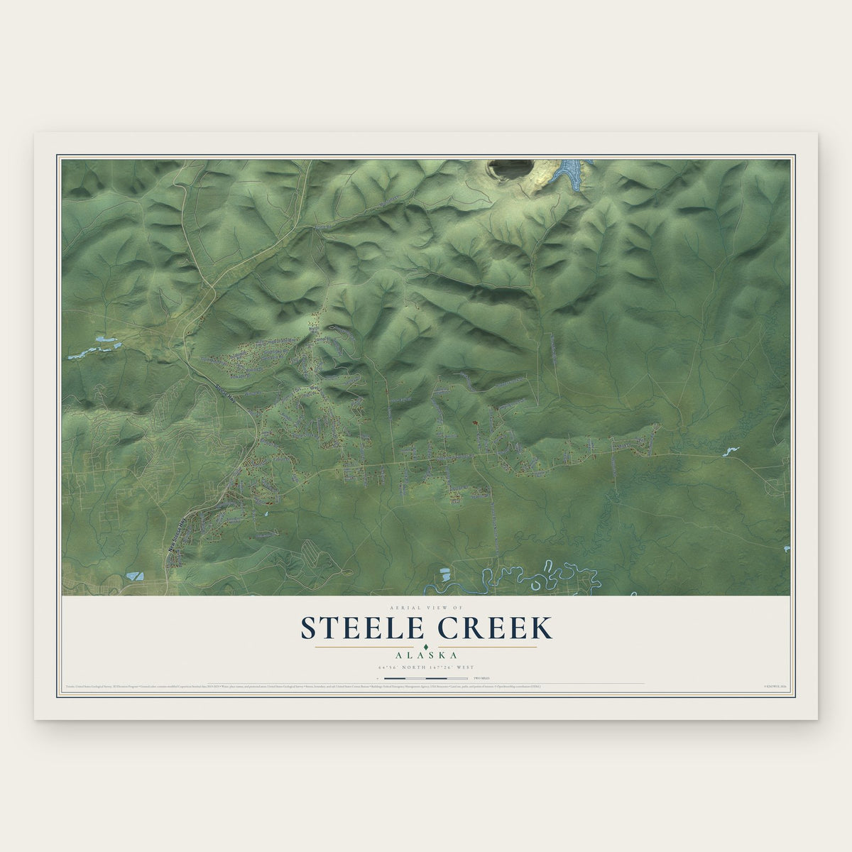 Steele Creek, Alaska map print, the full design