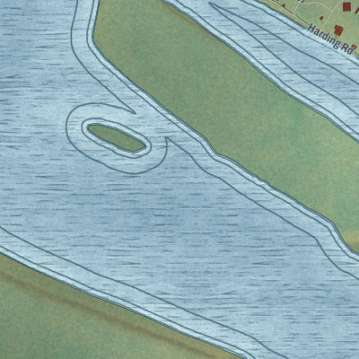 Close-up of the map of Stevens Village, Alaska print showing street and building detail