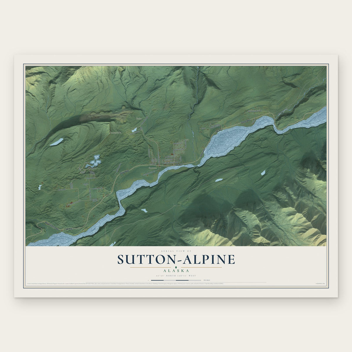 Sutton-Alpine, Alaska map print, the full design