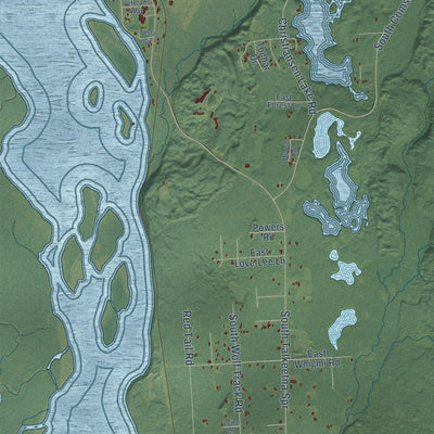 Close-up of the map of Talkeetna, Alaska print showing street and building detail