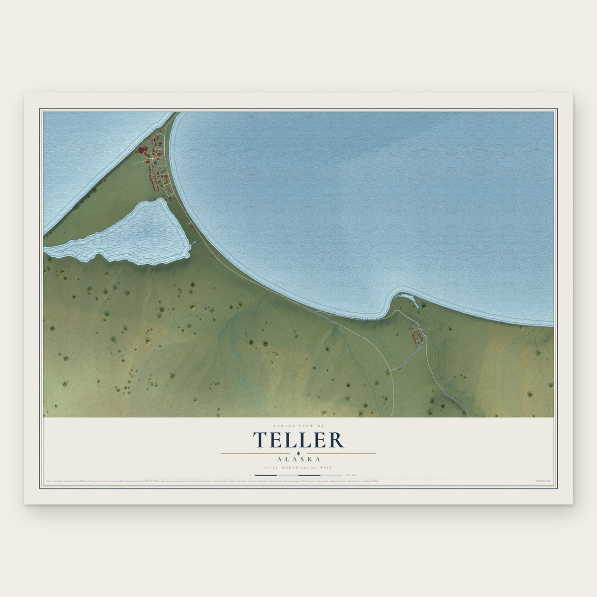 Teller, Alaska map print, the full design