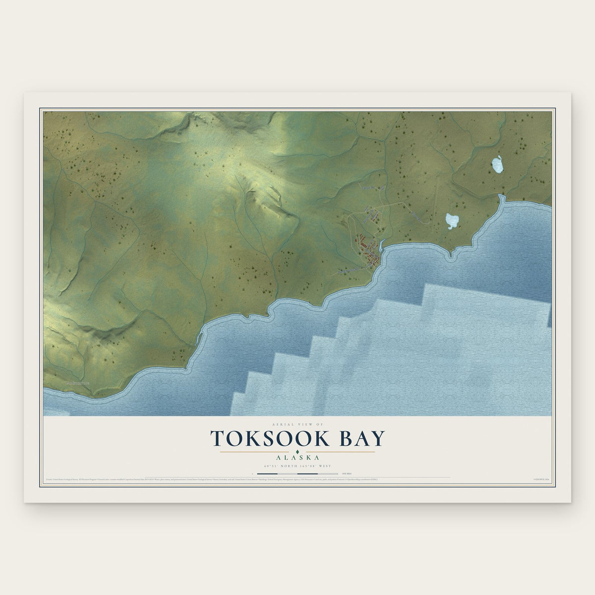 Toksook Bay, Alaska map print, the full design