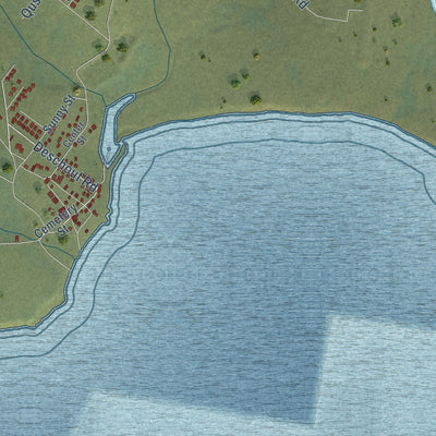 Close-up of the map of Toksook Bay, Alaska print showing street and building detail