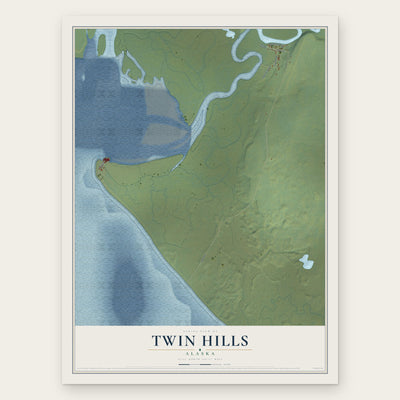 Twin Hills, Alaska map print, the full design