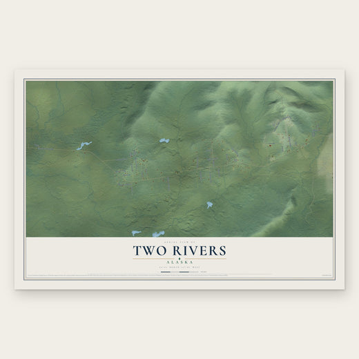 Two Rivers, Alaska map print, the full design