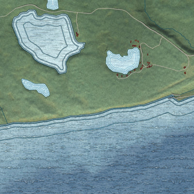 Close-up of the map of Tyonek, Alaska print showing street and building detail