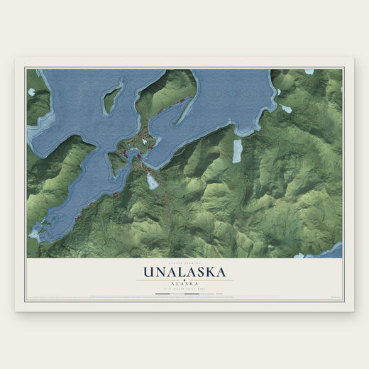 Unalaska, Alaska map print, the full design