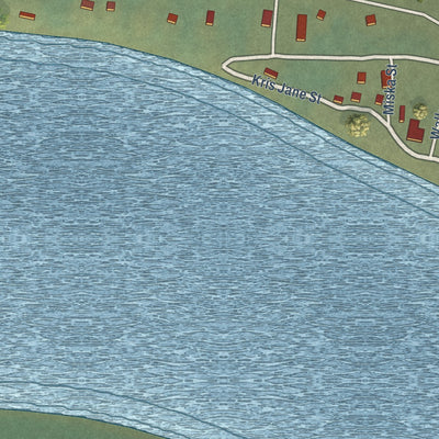 Close-up of the map of Upper Kalskag, Alaska print showing street and building detail