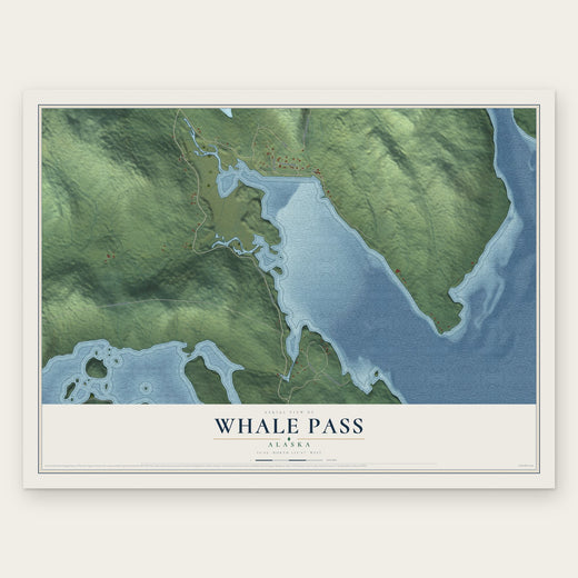 Whale Pass, Alaska map print, the full design