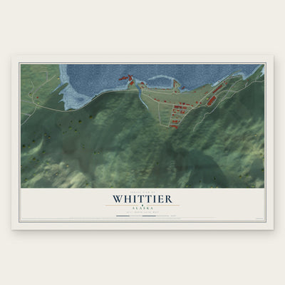 Whittier, Alaska map print, the full design