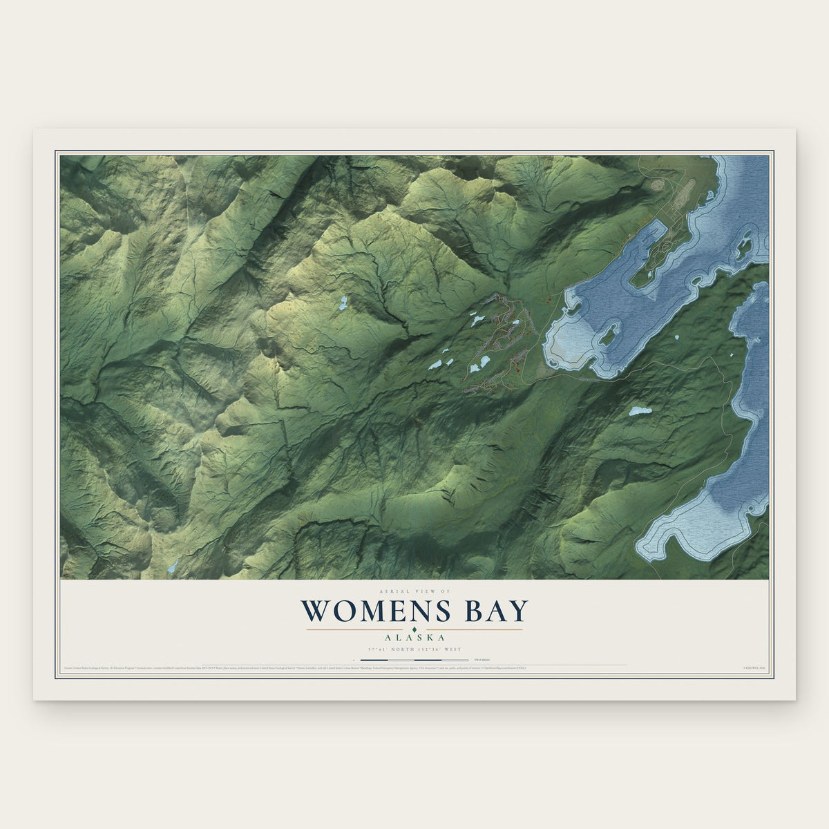 Womens Bay, Alaska map print, the full design