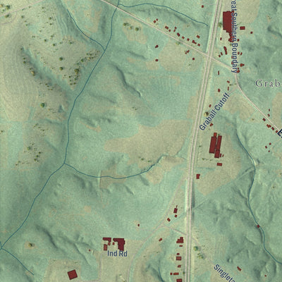 Second close-up of the map of Abbeville, Alabama print showing more streets and buildings