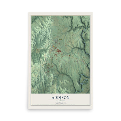 Map of Addison, Alabama, 12 x 18 inch unframed archival matte print